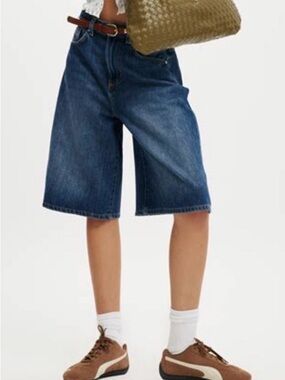 NWT: Cotton On Lyocell Wide Jort Women's Dark Blue Denim